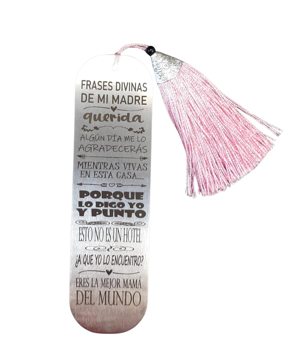 Marcapaginas artesanal - Punto de Libro hecho a mano- Regalo para profes - Marca Paginas profes (Acero Inoxidable, Madre)