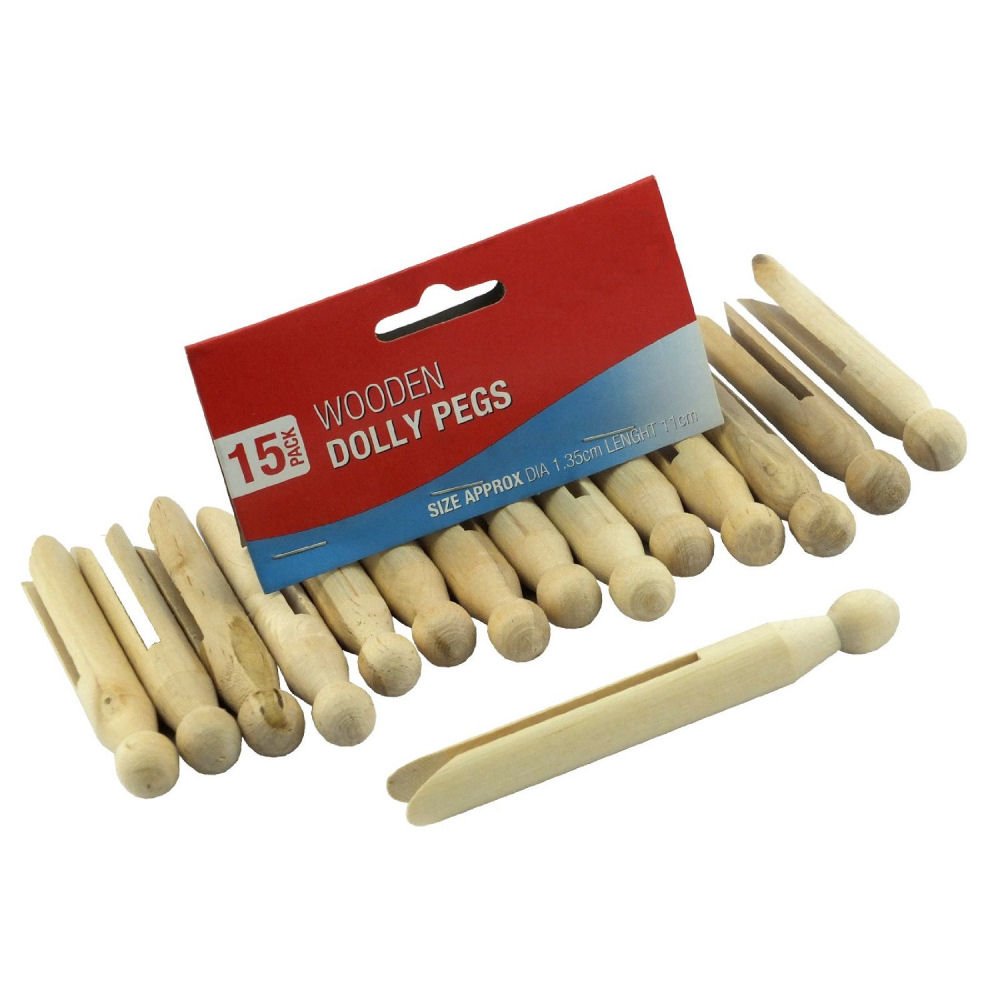 15 Wooden Washing Dolly Line Pegs Traditional Hanging Clothes Garden Laundry Peg
