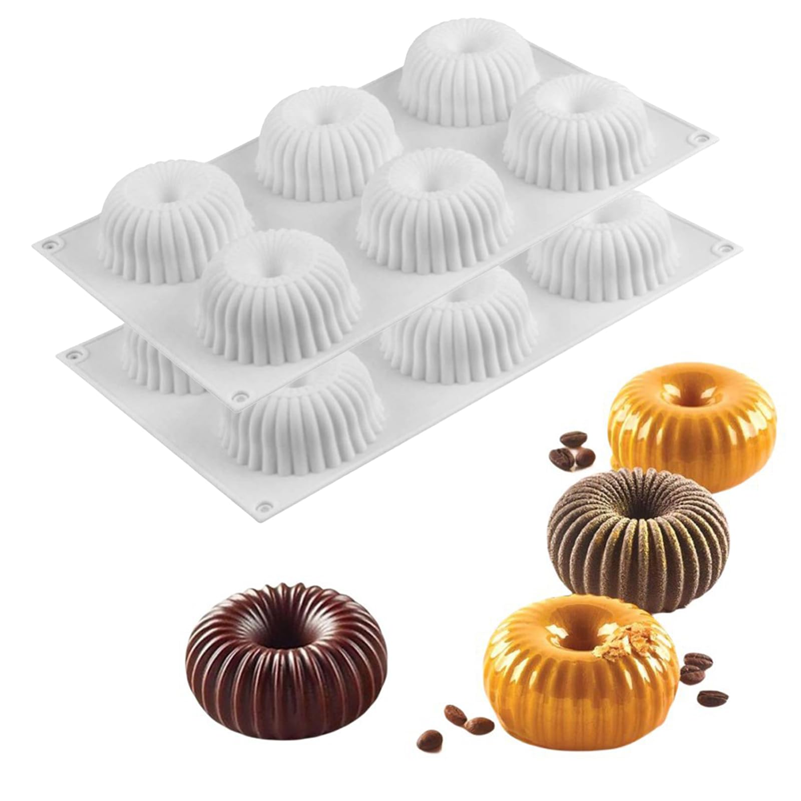 Molde para rosquillas, 2 moldes de silicona para donas, molde para hornear bagel, bandeja para magdalenas, molde para magdalenas, herramienta de bricolaje para panadero, apto para horno y