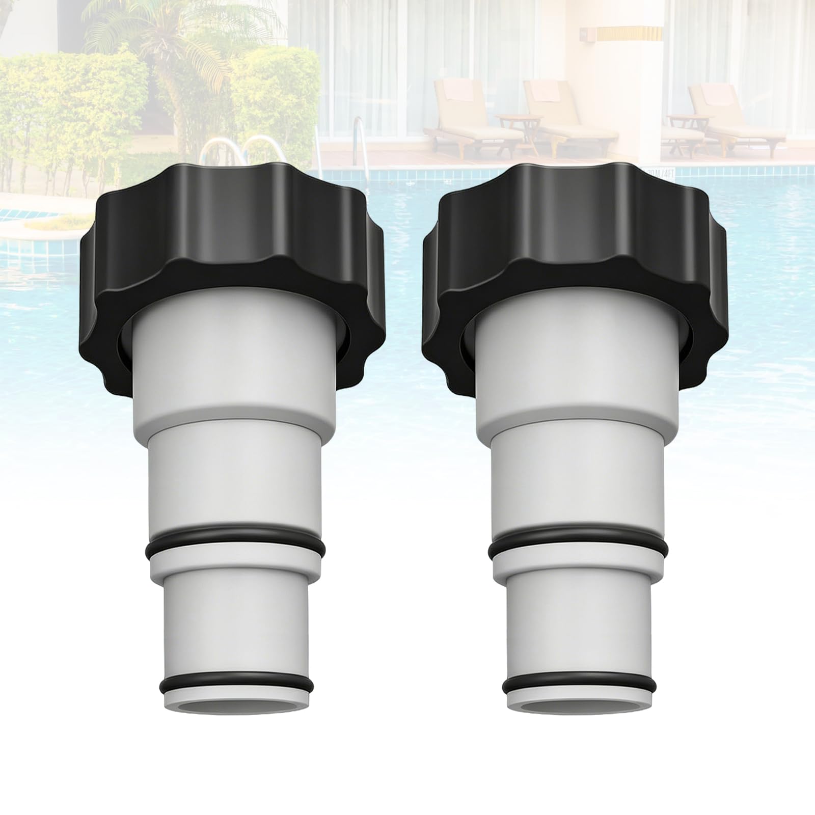 2Pcs Pool Hose Adapter A,Hose Connector with Collar,Pump Hose Adapter Replacement Type A,1.5" to 1.25" Replacement Threaded Pool Hose Connector