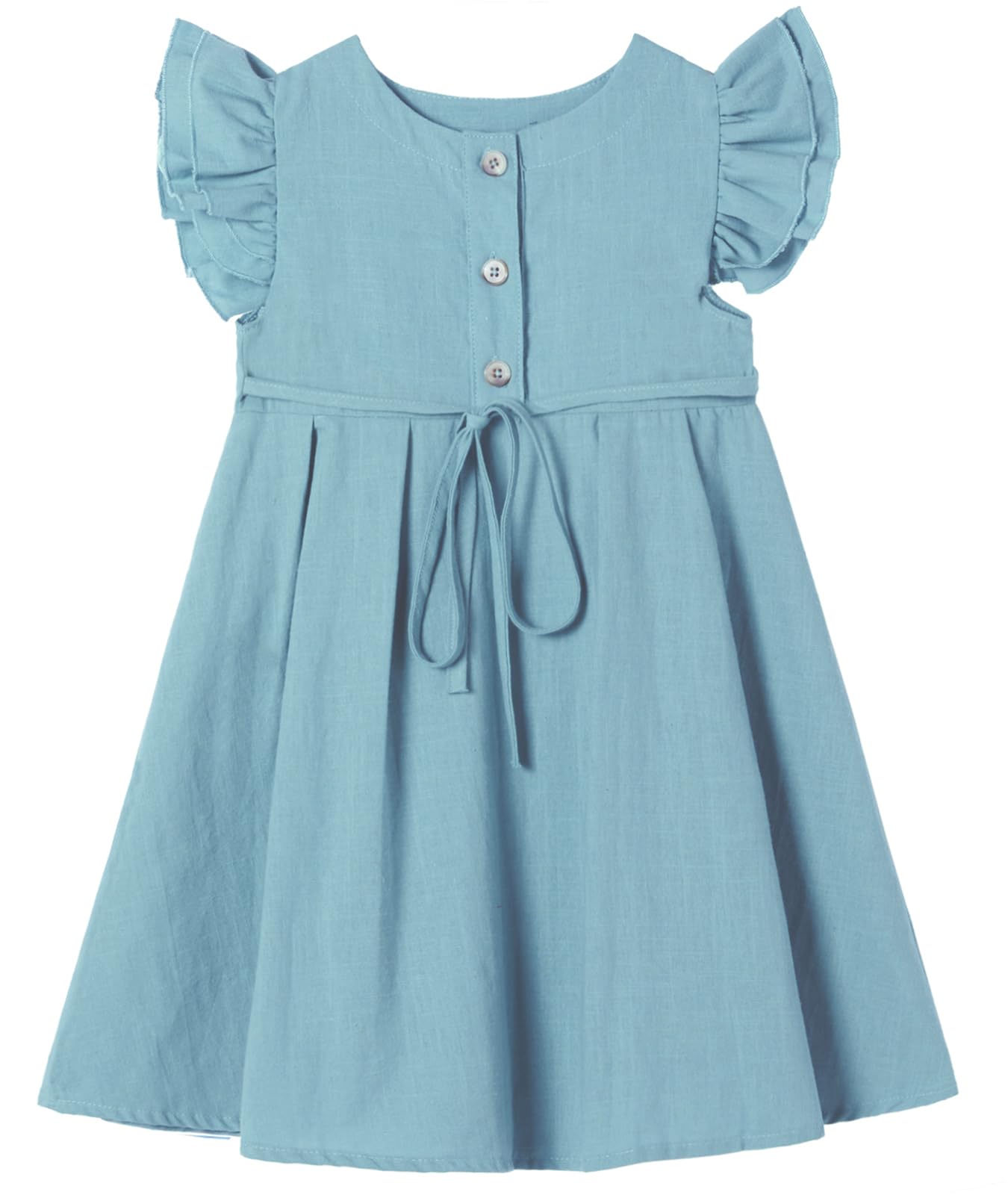 Niyage Girls Flutter Sleeve Dress Toddler Elegant Ruffle Button Down Casual Dresses