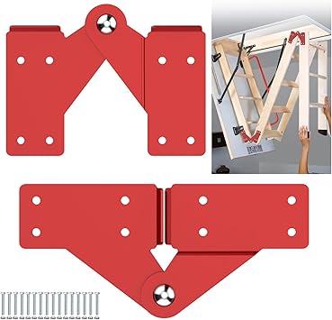 Attic Ladder Hinge for Attic Ladder Pull Down System,Hinges Attachment Accessories Herringbone Ladder Tie Rod Red, Big