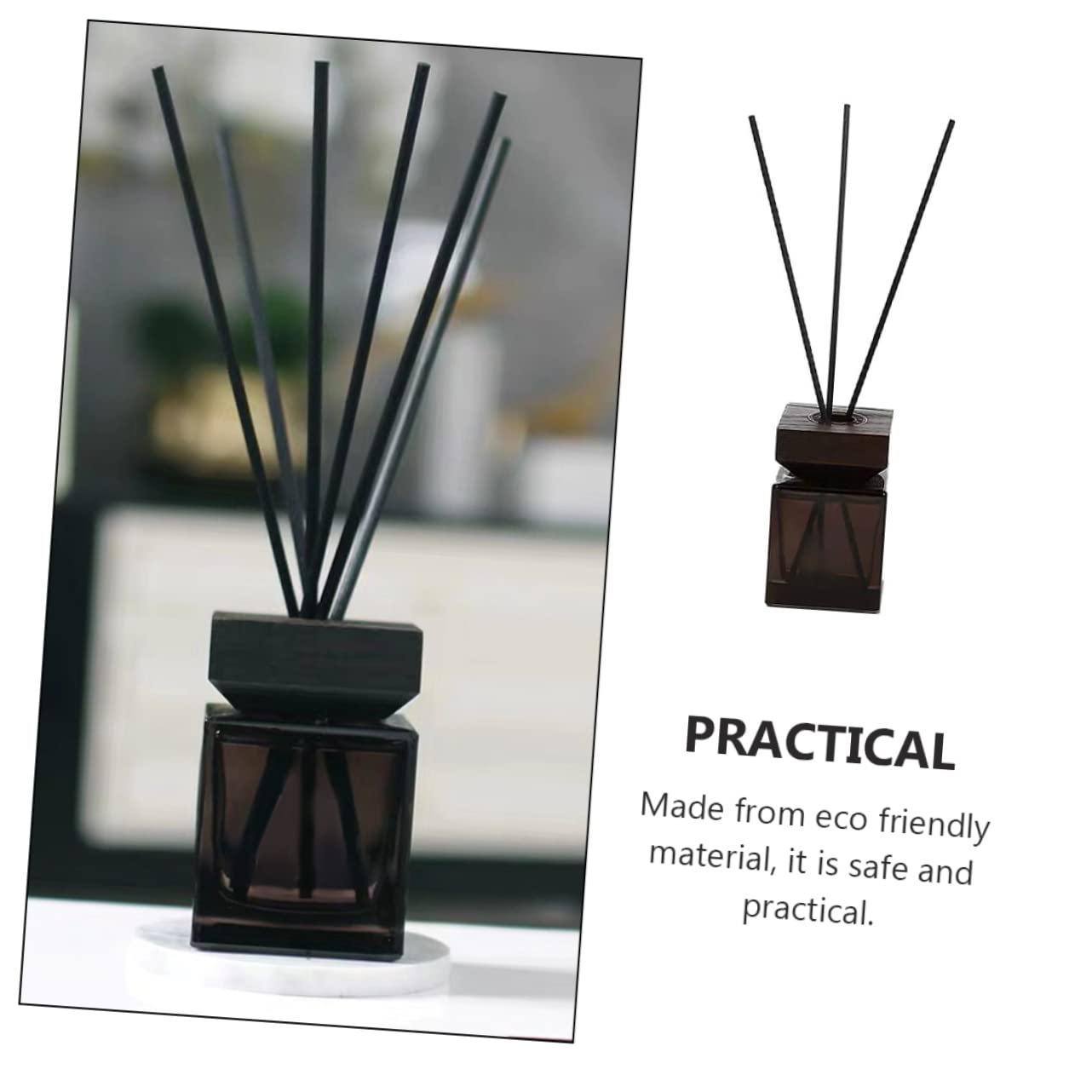 Ciieeo 2 Sätze Diffuser Flakon Set Quadratisch mit Weißem Buchenholzdeckel und Rattanstäbchen Nachfüllbarer Aromatherapie Raumduft Natürlicher Duftspender für Wohnzimmer Schlafzimmer