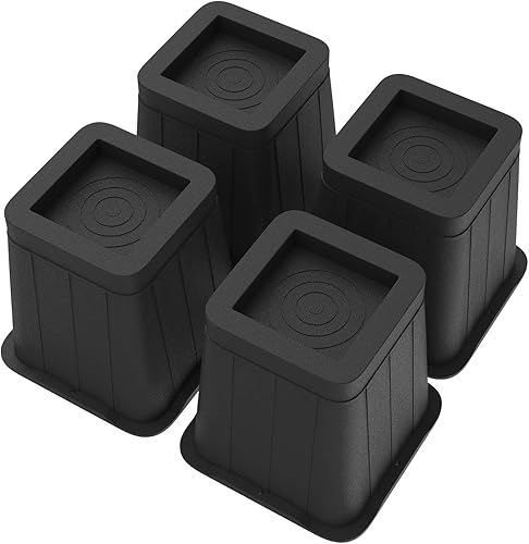 Elevadores de cama de 5 pulgadas cuadrados resistentes para escritorio, sofá, mesa, patas elevadores, carga de hasta 2500 libras (juego de 4 piezas,