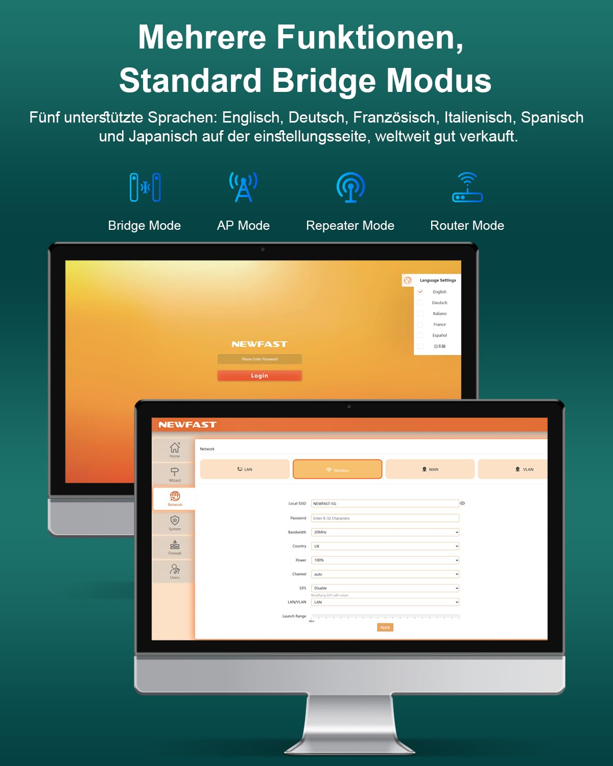 NEWFAST Outdoor CPE,300Mbps Neuester Outdoor WLAN Access Point Für Bauernhof,WLAN Bridge mit 11dBi Antenne,5.8G 3KM Getriebe stabil,48V POE Power,Wasserdicht,Supports Bridge/AP/Repeater/Routing Modus