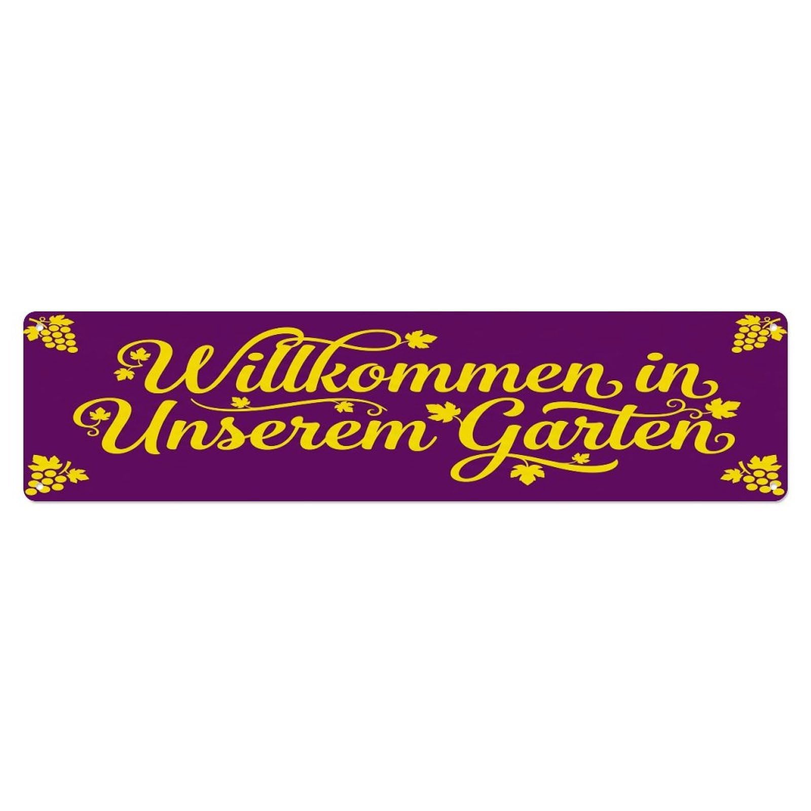 Vintage Welcome to Our Garden Grape Purple Metal Tin Sign