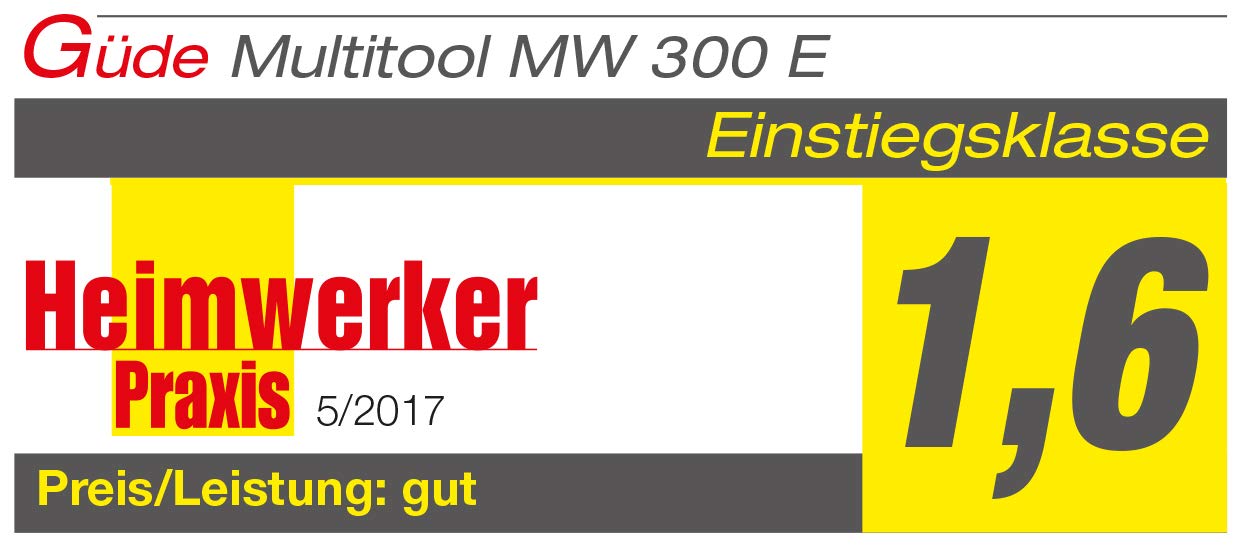 Güde 58148 MW 300 E - Multiherramienta (230 V, mango adicional con bloqueo, sierra, corte, lijado, cubo)