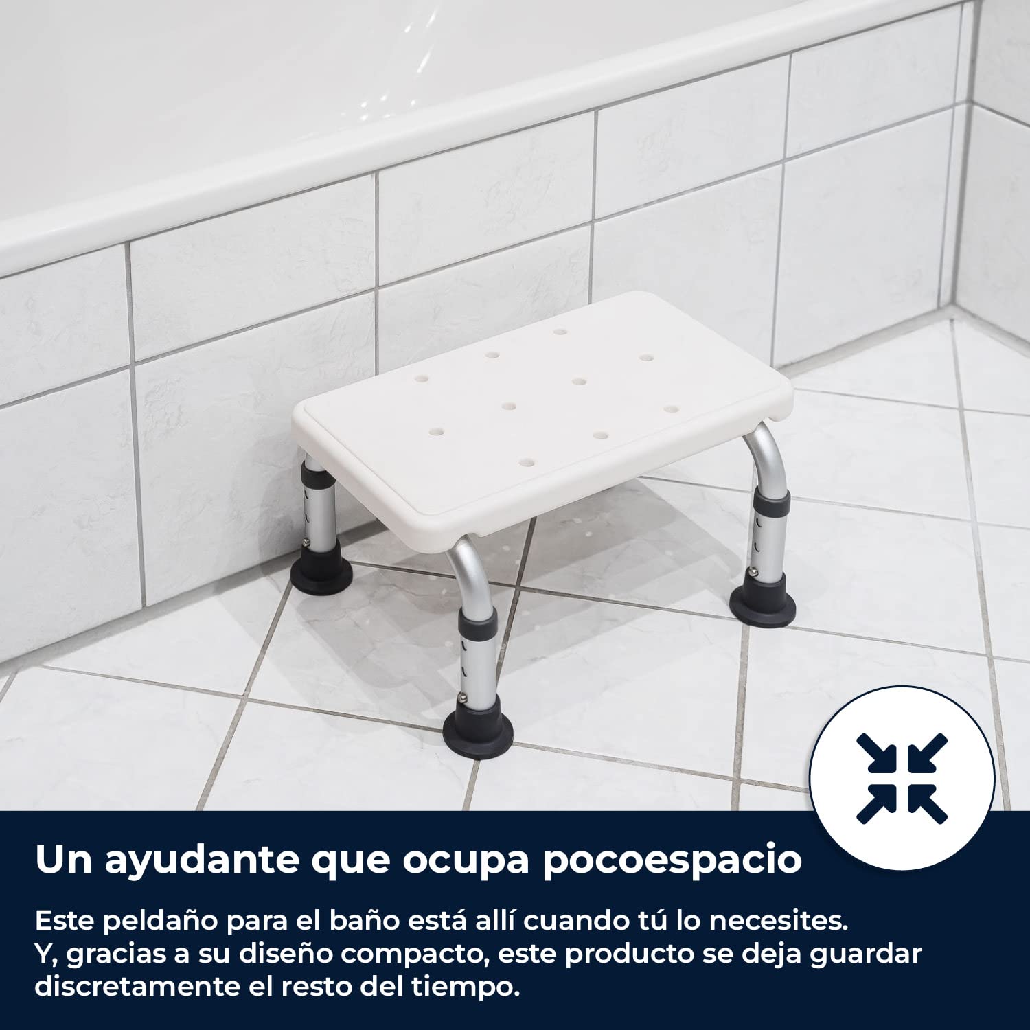 FLEXILIFE Escalón Antideslizante de Altura Ajustable para la bañera y la Ducha. Peldaño para Personas Mayores o con Habilidades motoras limitadas.