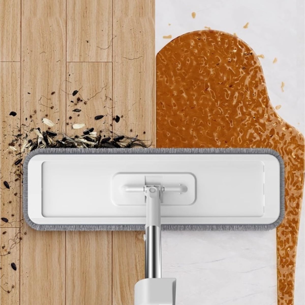 Mopa De Limpieza Trapeador De Piso De Madera For El Hogar con Paño Absorbente Plano Y Manos Libres Hogar Cocina