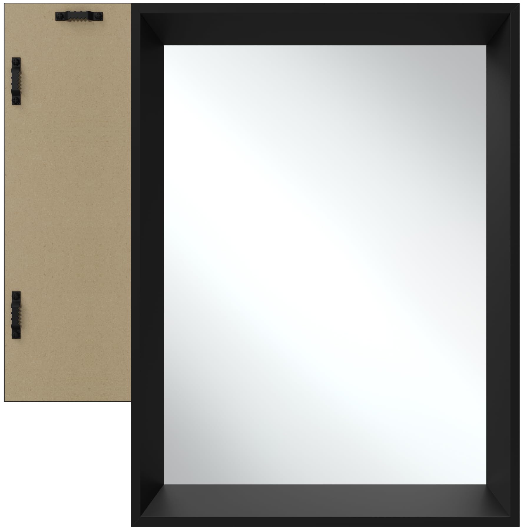 tectake® Miroir Mural rectangulaire avec Cadre Noir en Plastique 40x60cm Miroir Design Moderne Miroir Industriel pour Décoration Chambre Salon Entrée Salle de Bain Dressing Couloir Coiffeuse Maison