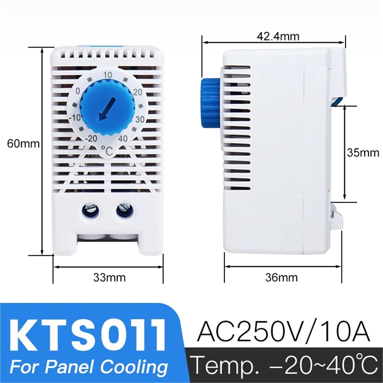 KTS011 KTO011 Termostato su guida DIN Interruttore meccanico NO NC Termoregolatore for armadio Raffreddamento Riscaldamento Regolatore di temperatura 220v(KTS011 NO -20-40)