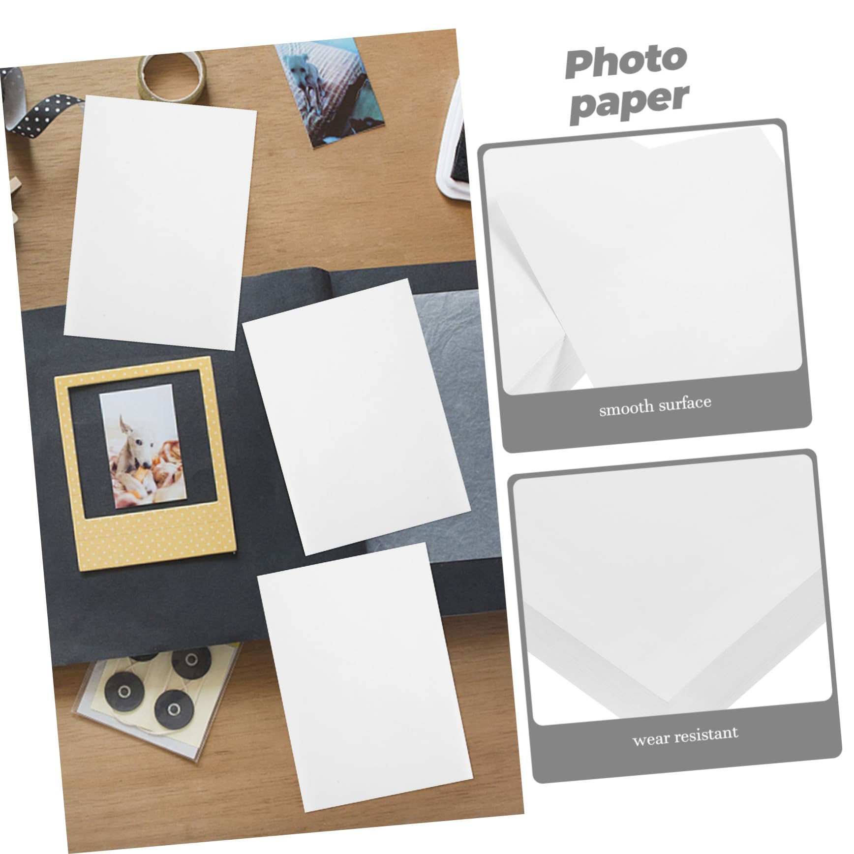 MAGICLULU Carta Fotografica Autoadesiva Bianca Formato 100 Fogli Alta Brillantezza per Stampanti Fotografiche e Uso Quotidiano in Album Fotografici