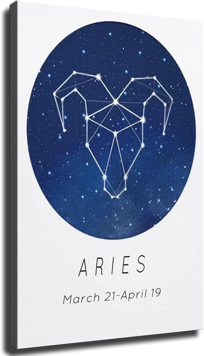 Zodiac Sign Aesthetic -Aries Canvas HD printing poster creative room aesthetics be the perfect wall art decoration for home office gym bar (24x36inch-Framed)