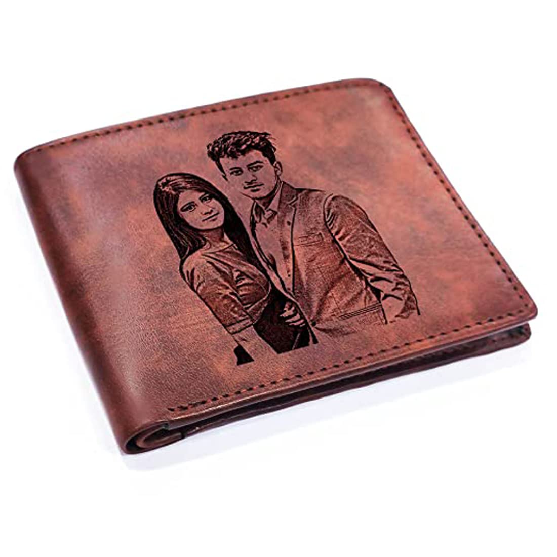 GFTBXCustomized Wallets for Men - Personalized Photo Wallet | Man Made Leather Purse for Boys | Slim Wallet for Men | Personalized Gifts for Boys or Mens for Birthday or Anniversary (Brown)
