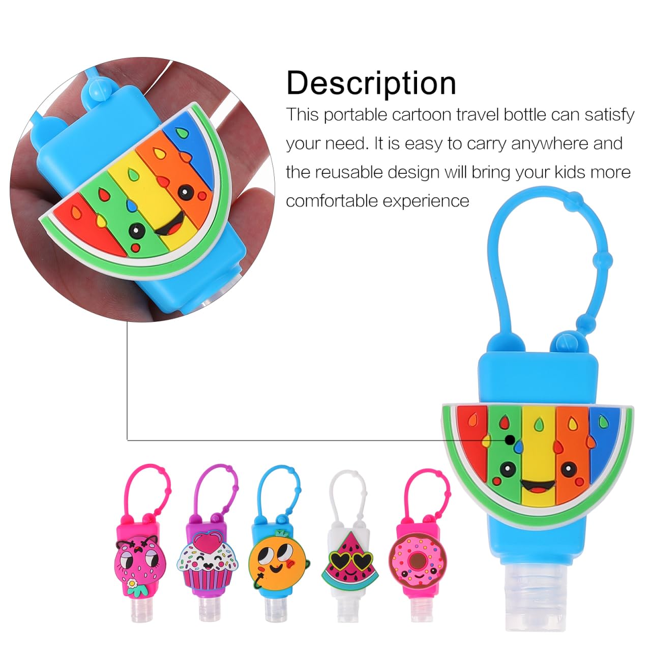 LIFKOME 6pièces Lot De Petites Bouteilles De Voyage Avec Étui Silicone Cartoon Distributeur Liquide Portable Anti-fuite Pour Shampoing Et Adapté Aux Garçon Fille Et Déplacements