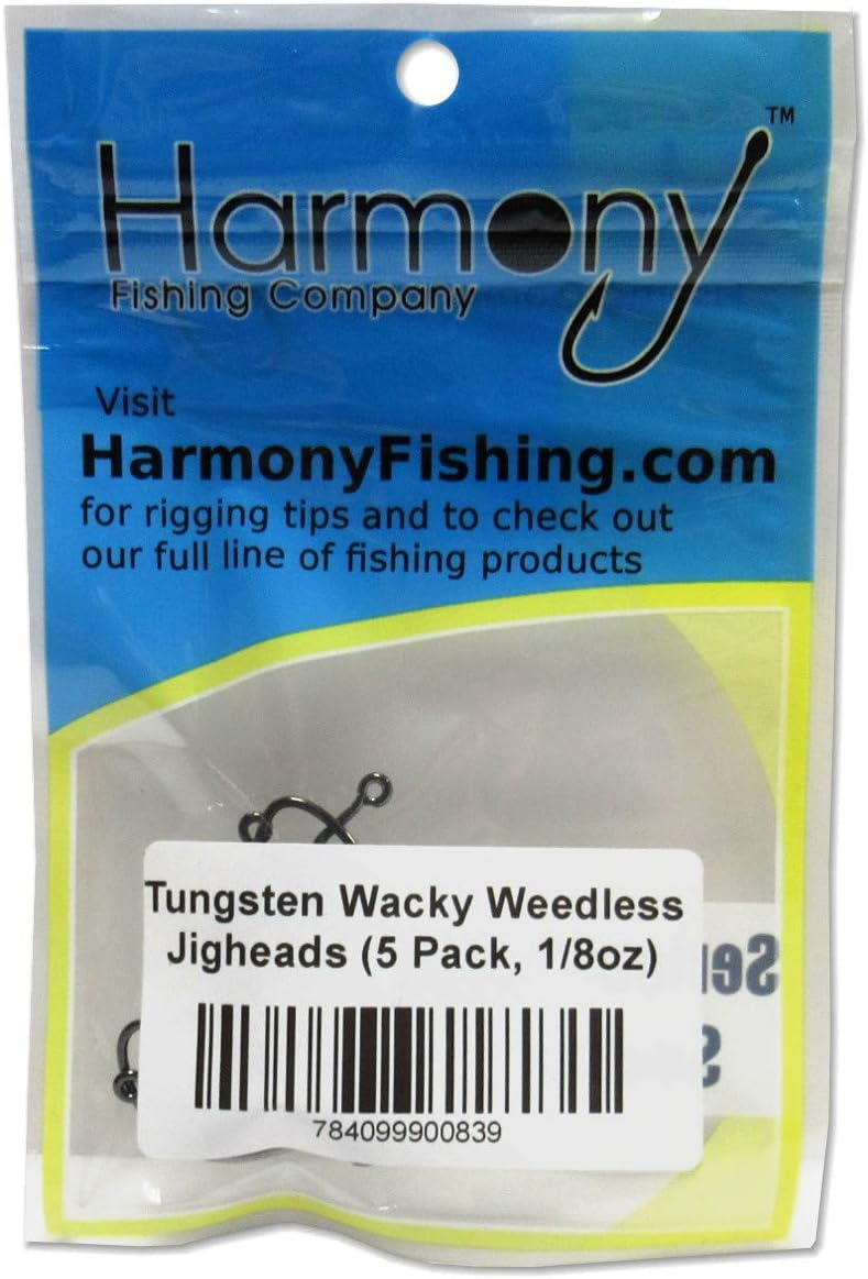 Harmony Fishing - Tungsten Weedless Wacky Jigheads (5 Pack, Black) [Finesse jig Heads for Wacky Worms/senkos]
