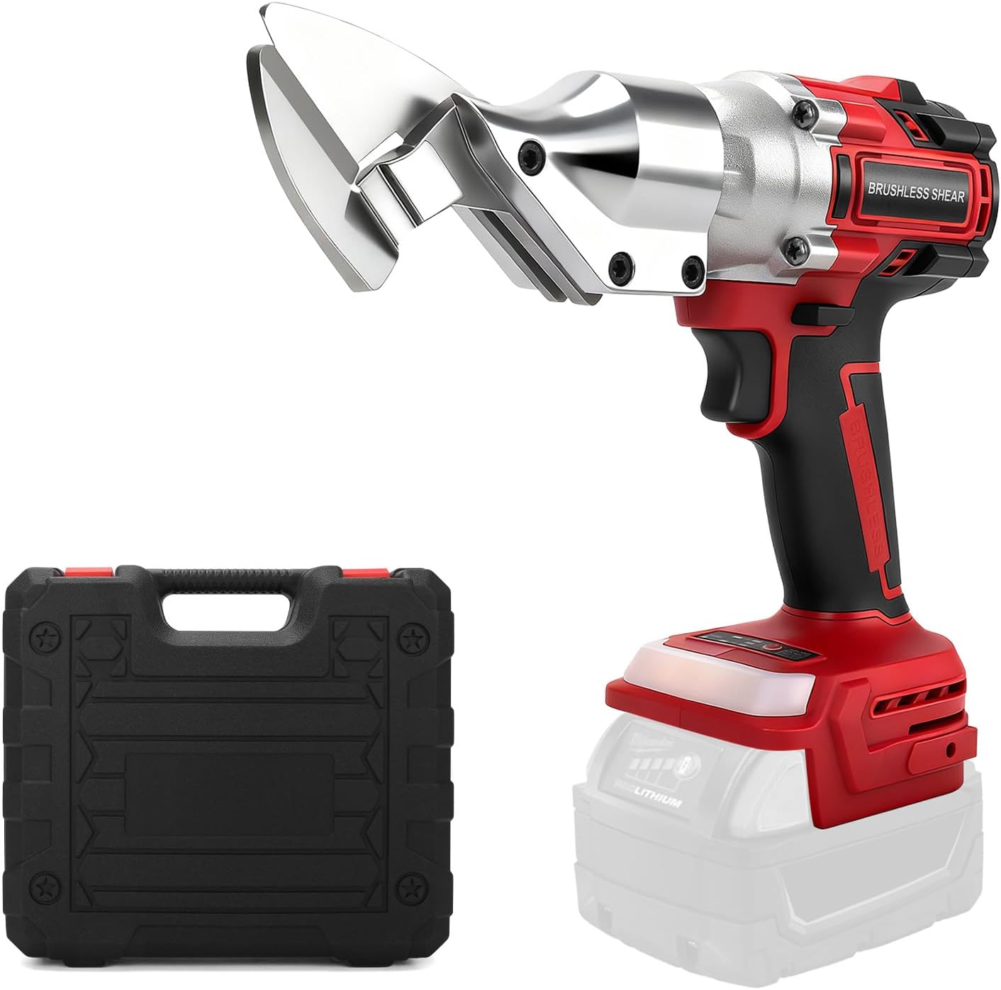 133 ft·lb High Torque Brushless Electric Metal Shears for Milwaukee 18V M18 Battery, 1600RPM Cordless Sheet Metal Power Cutter, 14 Gauge Cutting Capacity, Professional Bare Tool Only