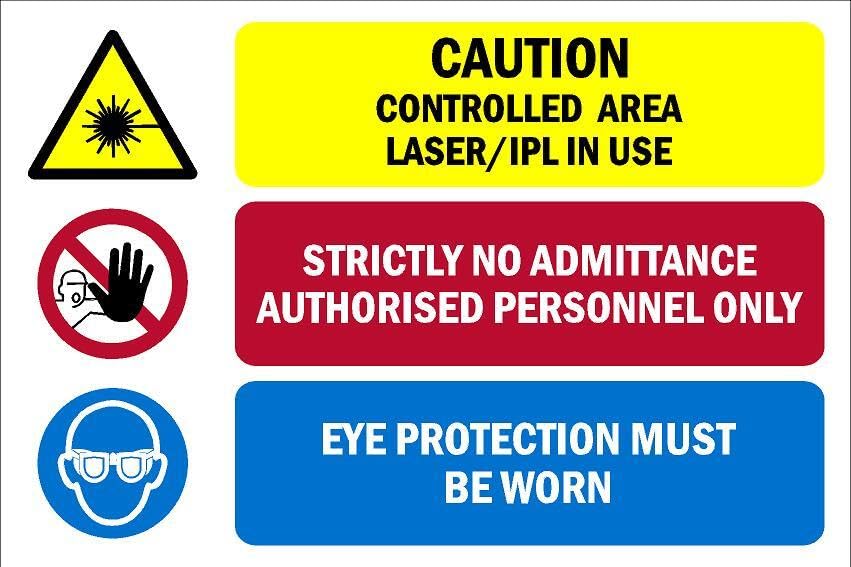 Caution, controlled area, Laser/IPL in use, safety sign - 1mm flexible Plastic sign (400mm x 300mm)