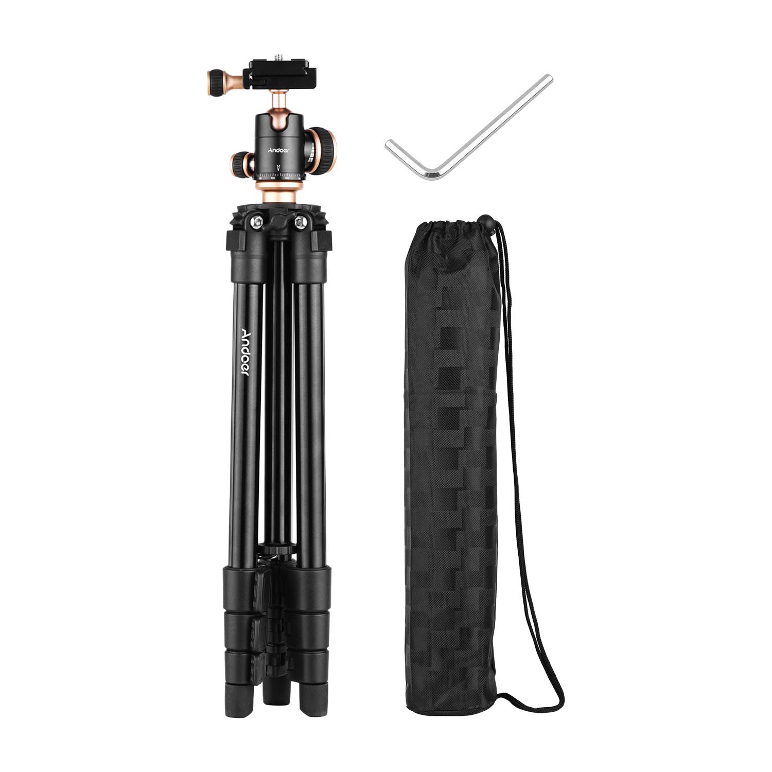 Andoer - Trípodes para cámaras de vídeo Canon Nikon Sony, Q160SA con nivel de burbuja panorámico, altura ajustable de 15 a 40 pulgadas, trípode de viaje para cámaras digitales DSLR