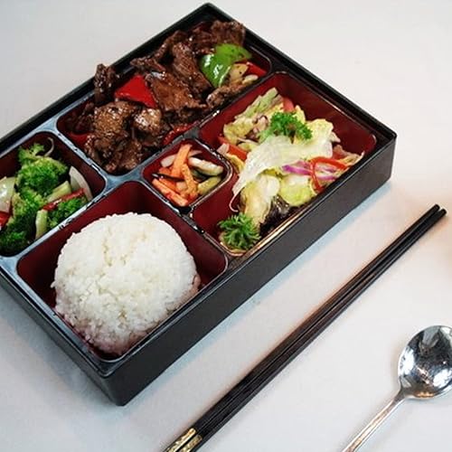 Miniatura 8 de Cabilock Caja Bento japonesa de tamaño mediano con 5 compartimentos, contenedor de plástico para preparación de comidas y tapa con textura de grano