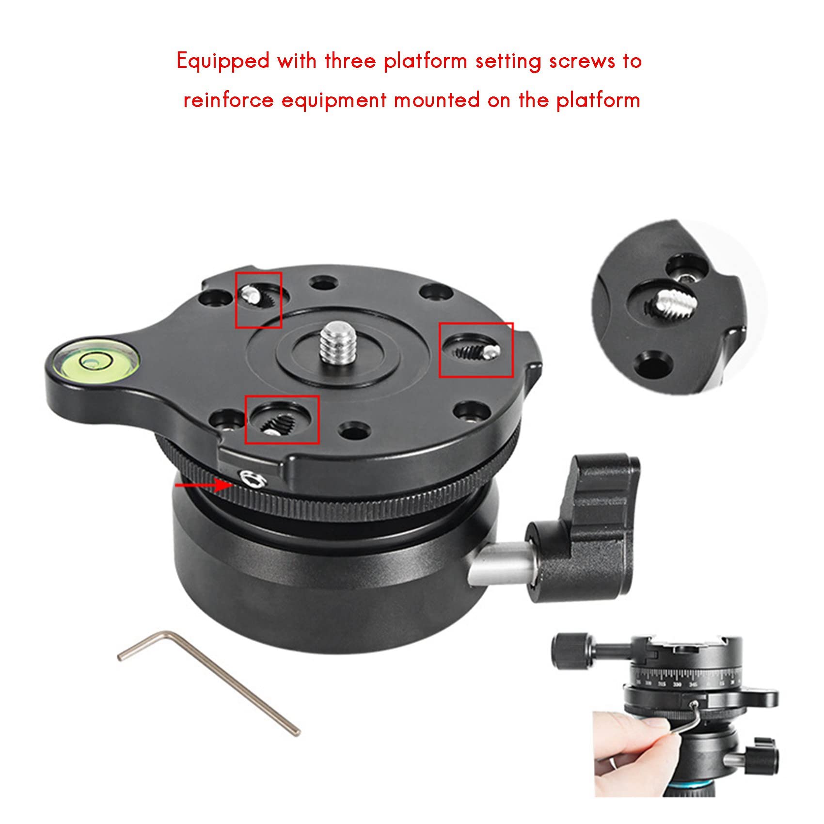 2X DY-60N Tripod Head Levelling Base Adjusting Plate with Bubble Level for DSLR Camera