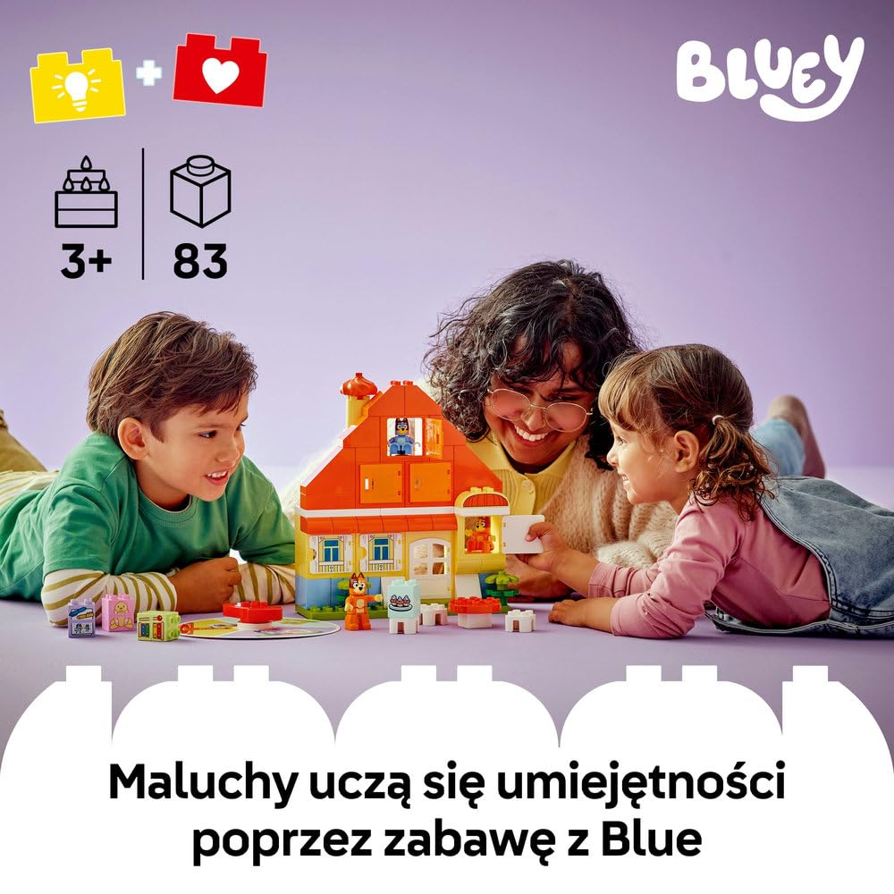 LEGO DUPLO Blue Dom rodzinny Blue z grą pamięciową 10459 | gra pamięciowa, klocki dla 3-latka, prezent dla dziewczynki i chłopca 3+, dom Blue, 83 elementy