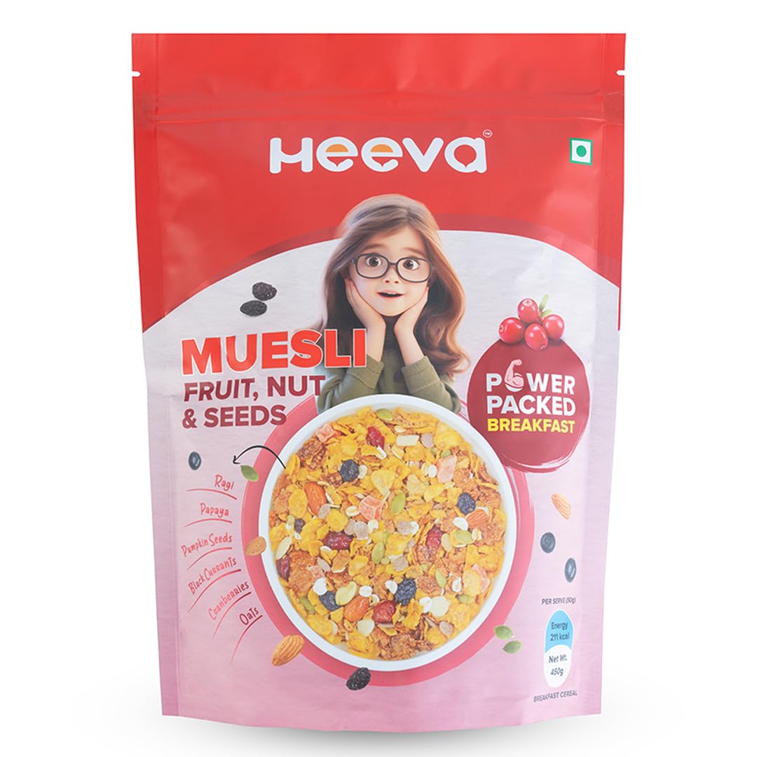 Heeva Muesli Fruit Nut & Seeds 450g | Power Packed Breakfast | India’s Best Muesli | Multigrain Breakfast Cereal (B0DBDVFDX4) Amazon Price History, Amazon Price Tracker