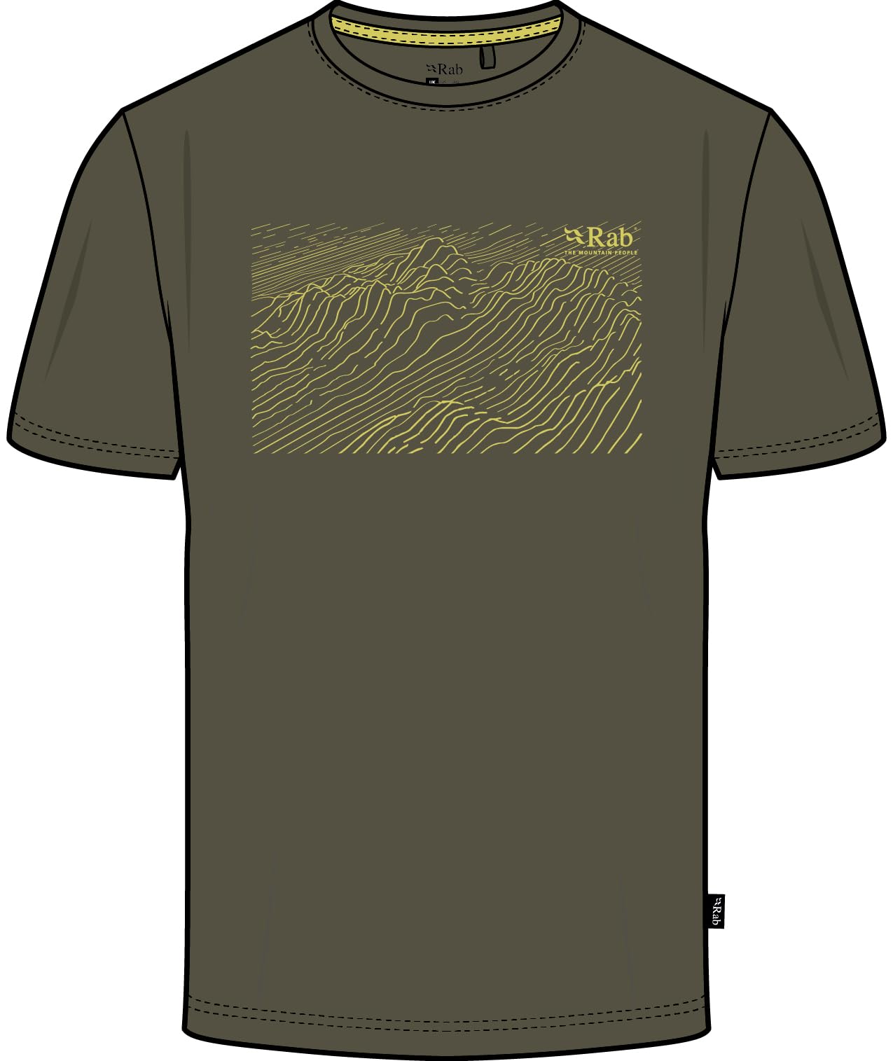 Rab Men's Olive Syncrino Ridge Tee Shirt - Short-Sleeve Merino Wool T-Shirt For Skiing, Hiking, & Climbing - Large