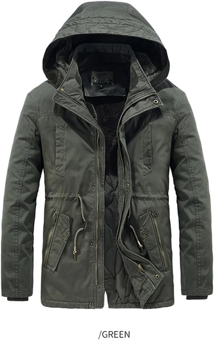 Winter Warm Cargo Jackets Thick Fleece Men's Cotton Hooded Male Military Tactical Parka Outerwear