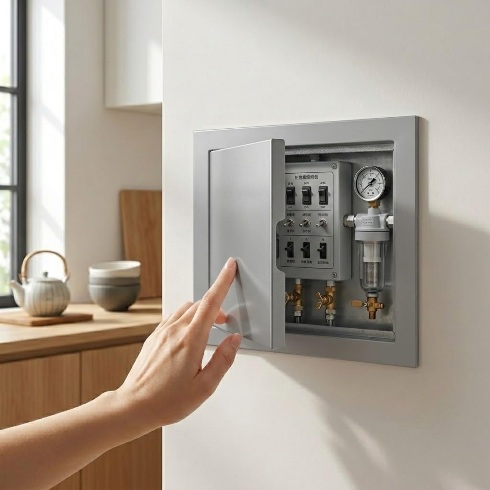 Yqyhnb Gray Aluminium Access Panel 300X300mm, Flush Fit Inspection Hatch For Drywall, Wall And Ceiling, Push-To-Open Maintenance Door, Paintable Concealed Service Hatch(,16X24in)