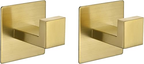 Flybath Ganchos cuadrados para toallas, soporte de gancho para bata, acero inoxidable 304, puerta de baño, cocina, pared, ganchos para colgar