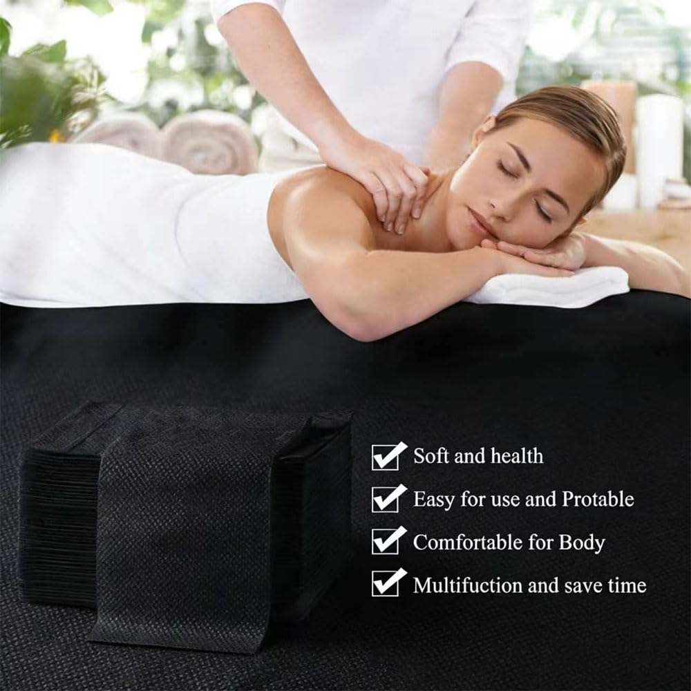 100 sábanas desechables de 31.5 x 71 pulgadas, con revestimiento no tejido, impermeables y a prueba de aceite, higiénicas y cómodas para masajes, tatuajes, belleza, spa, transpirables y duraderas