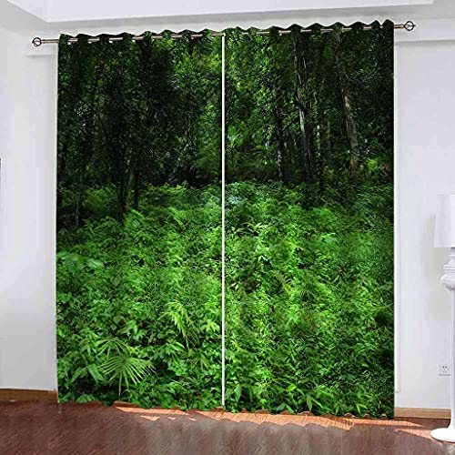 Rideau chambre occultant à oeillets jungle verte 3D 200x160 cm - 2