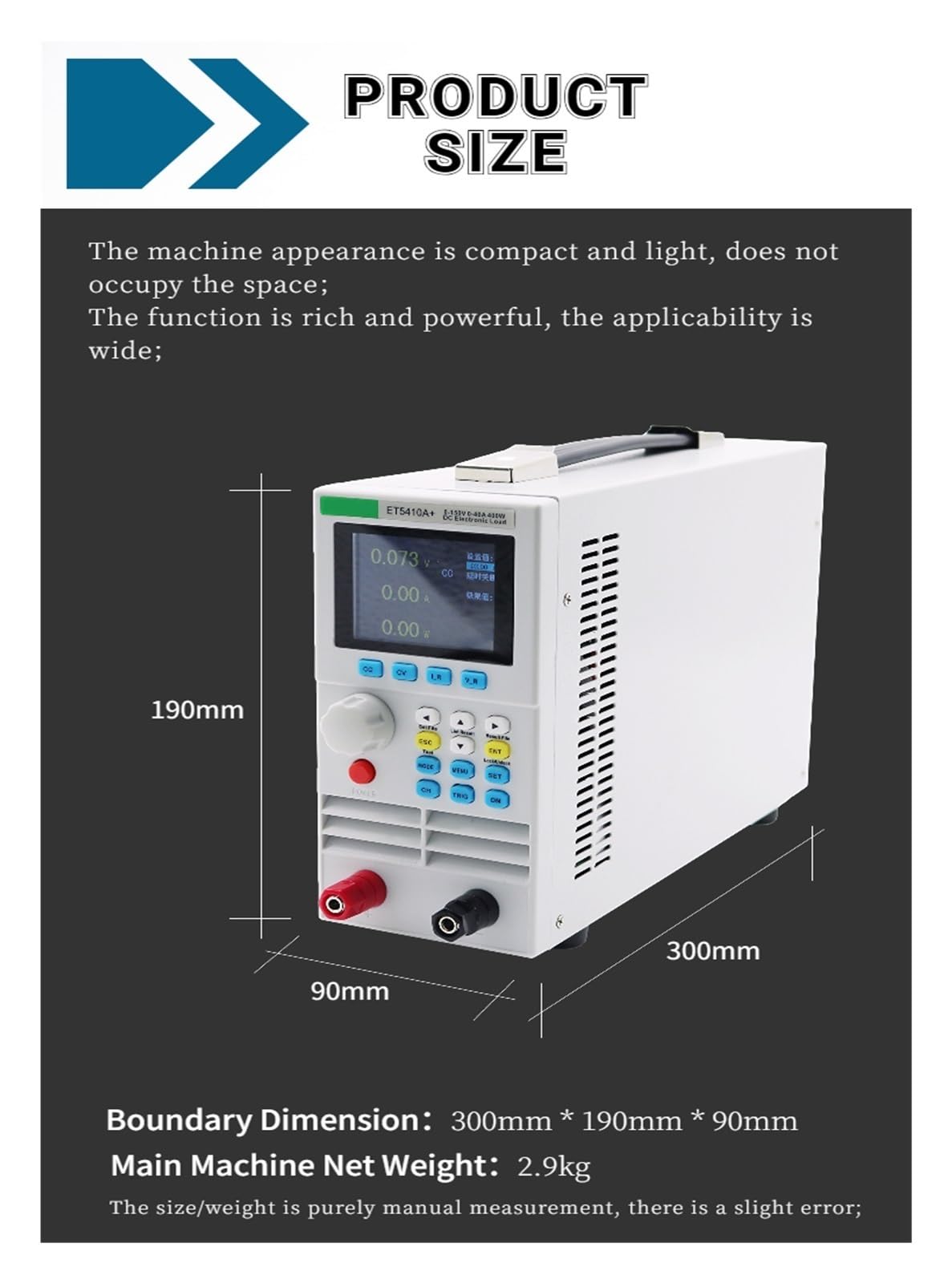 Probador de capacidad de batería de carga electrónica de CC programable de canal único/doble, 400W 150V/500V (Size : ET5410A Upgrade Set)