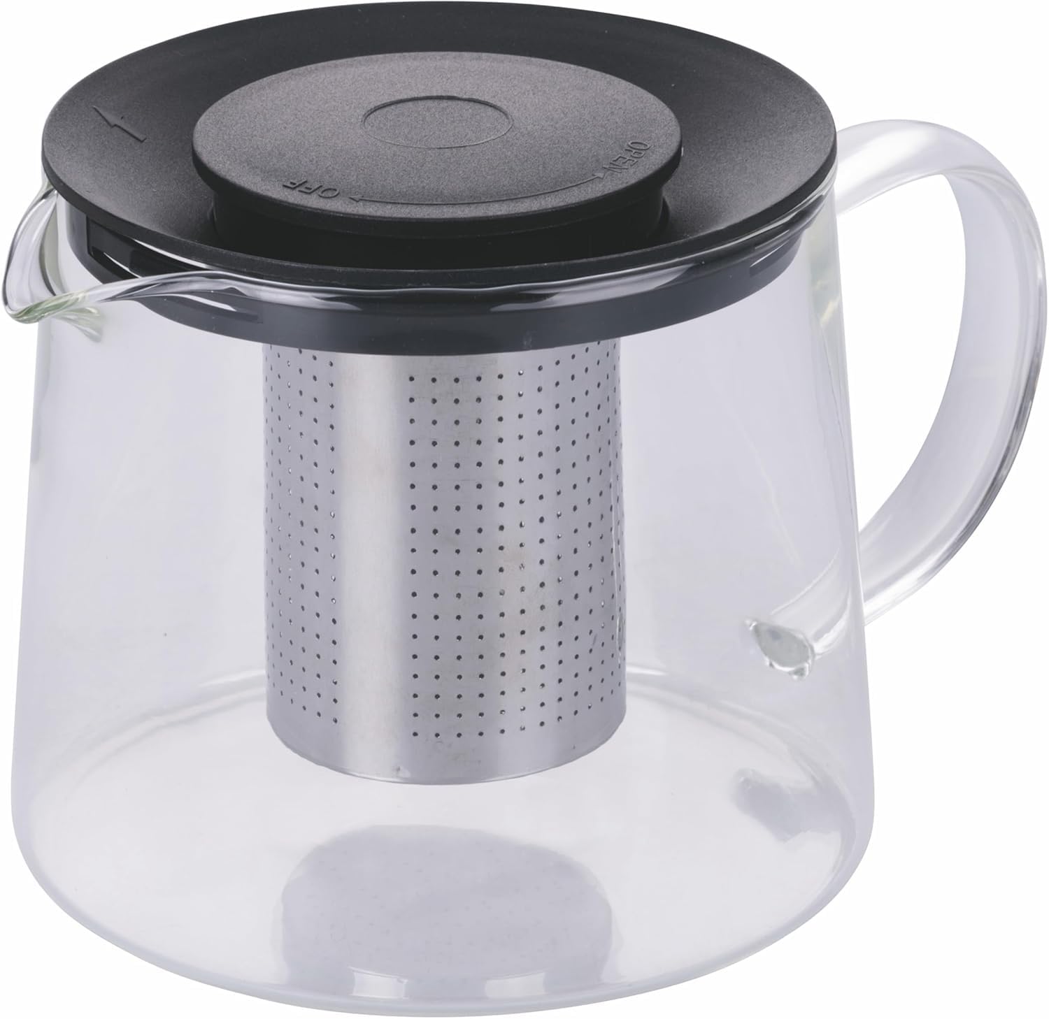 OCEANO Teiera in Vetro Borosilicato 1,5l Resistente al Calore Adatto Fornello Gas Colino The Filtro Acciaio Rimovibile Coperchio Infusore Fiamma Viva Caraffa Termica per Tè Polvere Infusi Erbe Foglie