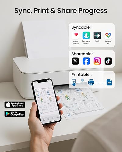 Miniatura 6 de Báscula para peso corporal, elegible para FSA y HSA, báscula digital de baño con 8 electrodos, 28 datos corporales, medición BIA de doble