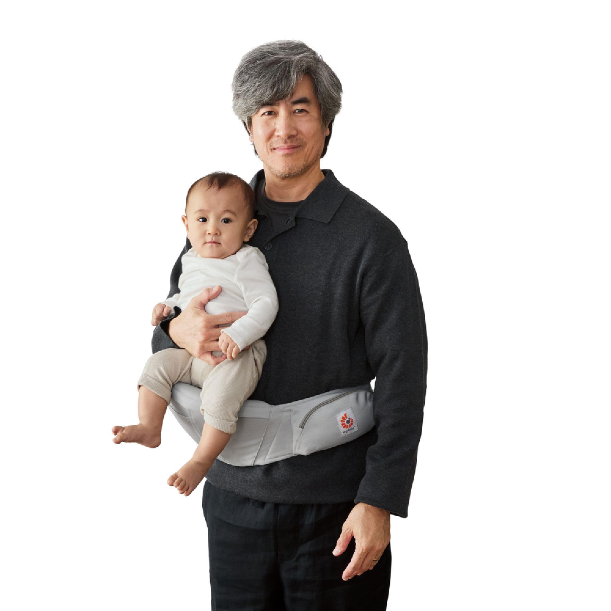 Ergobaby Lift Hip Seat nosidełko dla niemowląt z siedziskiem biodrowym dla niemowląt i małych dzieci od 6 miesięcy (7,7 kg – 20,4 kg), nosidełko biodrowe, kolor perłowy szary