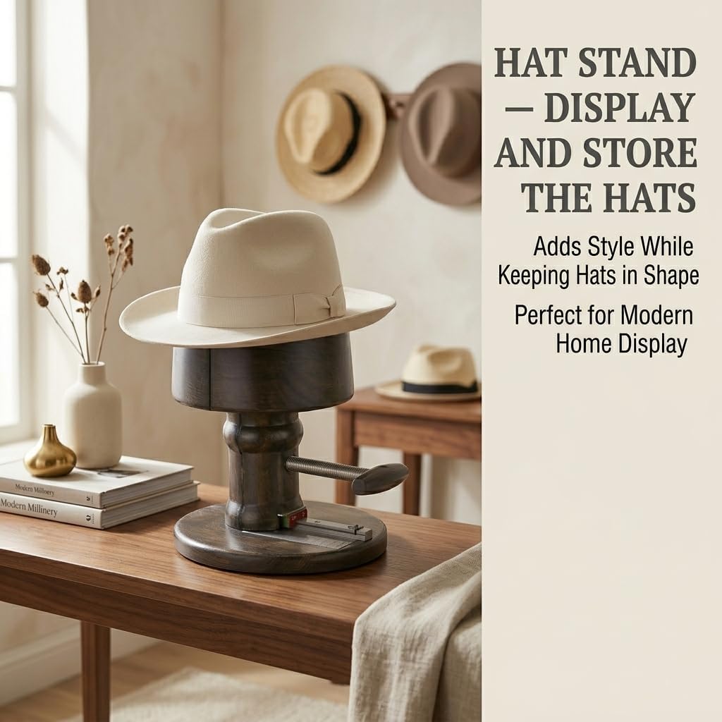 Wooden Hat Stretcher & Hat Block – Adjustable Hat Shaper for Cowboy & Fitted Hats