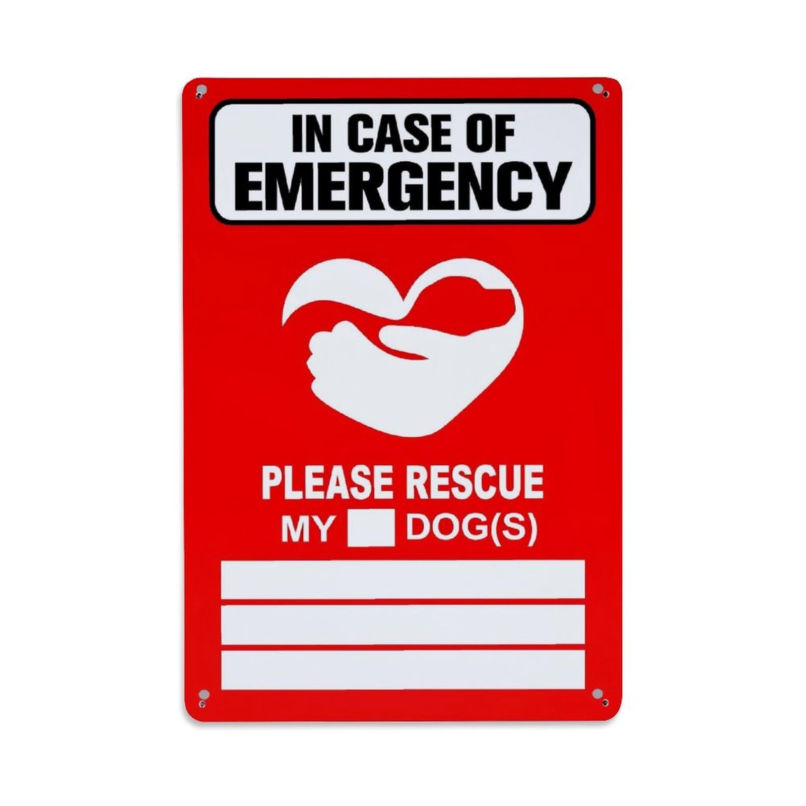 Jdfenggu Vintage Emergency Rescue My Dogs Sign Retro Metal Tin Sign, Metal Poster For Bar, Home, Man Cave, Kitchen, Laundry Room Art Decor 8X12 Inch