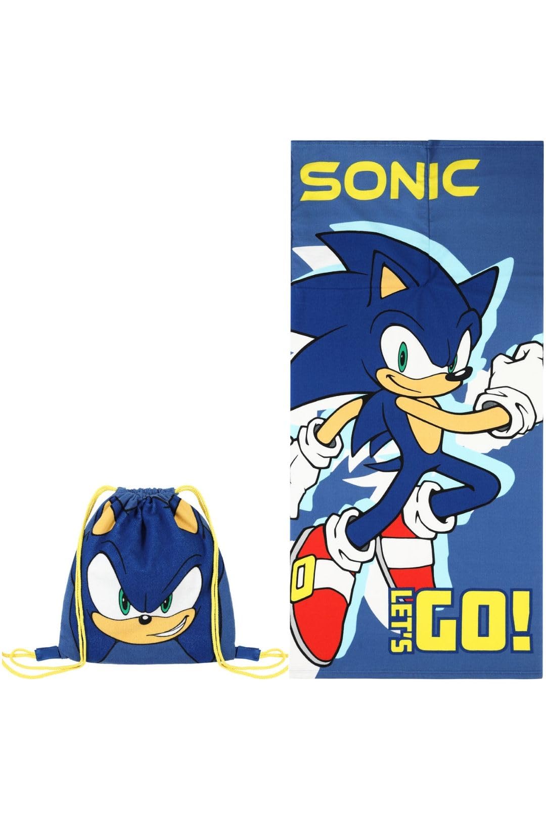 Sonic The Hedgehog Fold Away Beach Towel Bag For Boys & Girls Kids Bathtowel Childrens Swimming Towel