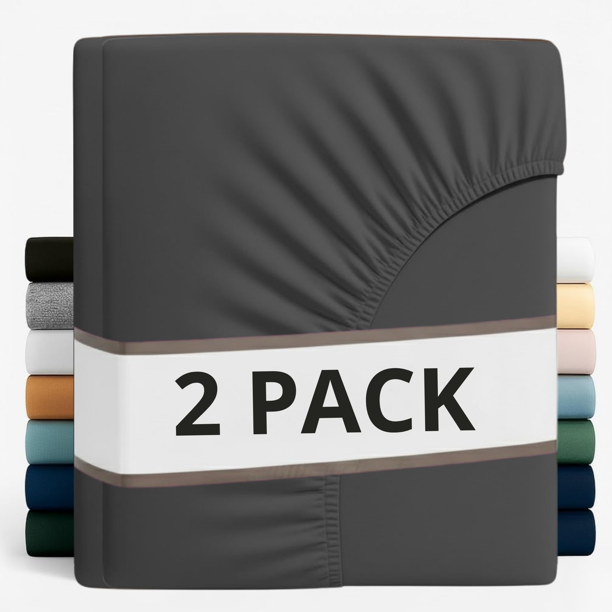 Z&A Bedding 2 Pcs Single Fitted Sheet Charcoal - 30CM Extra Deep Elastic Corners Bedsheet - Super Soft Brushed Microfibre Bottom Sheet - Washable, Shrinkage & Fade Resistant — image 1
