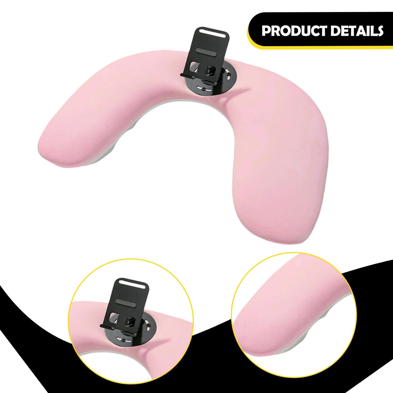 Generic Cuscino Manicure U Forma Poggiabraccio per Unghie con Porta Telefono in PU Pelle E Metallo Design Ergonomico Rimovibile Adatto a Scuole, Rosa