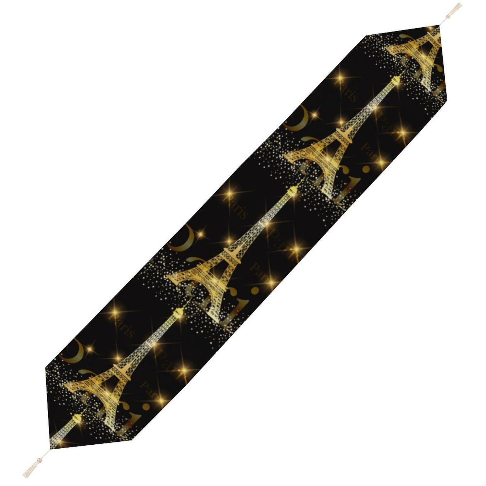 JZemdybill 178*33cm Table Runner with Tassel, Paris Eiffel Tower France Table Runner, Table Decoration for Kitchen, Party, Restaurant