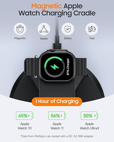 Miniatura 7 de Estación de carga magnética 3 en 1 para dispositivos Apple, cargador inalámbrico rápido de 15 W compatible con base de carga MagSafe para iPhone 17,