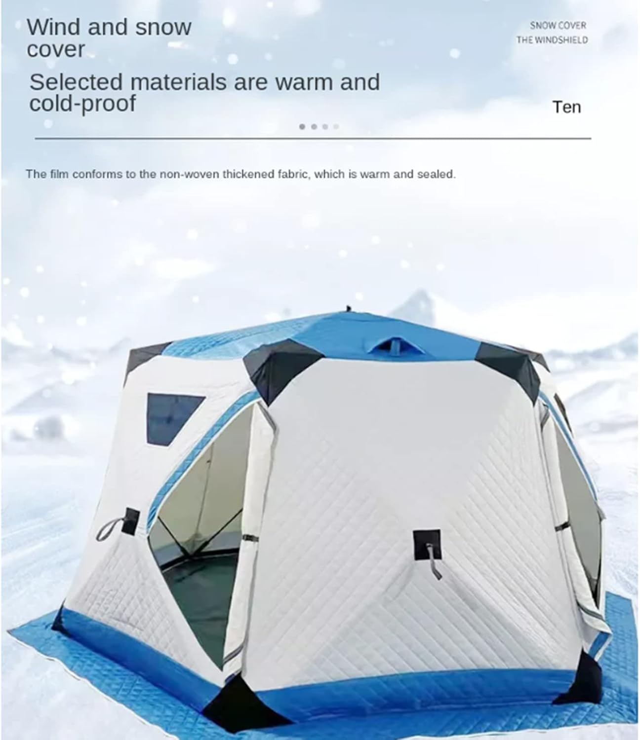 Travel Tent Ice Fishing Shelter Insulated Ice Fishing Hexagonal Portable Hiking Camping Winter Fishing Warm Cotton Fishing Warm