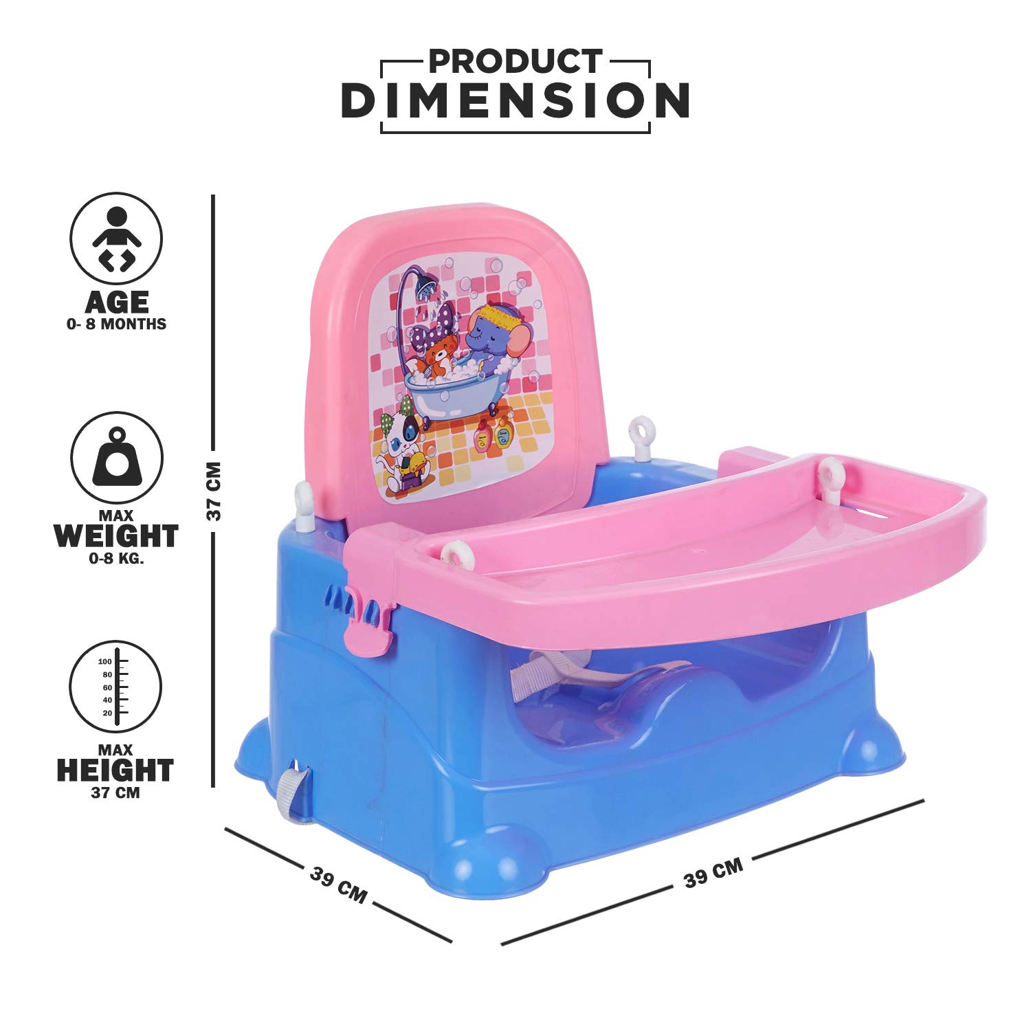 NHR Foldable 4 in 1 Baby Feeding Chair, Baby High Chair, Car Seat with 3 Level Table Adjustment (Blue) - Image 5 thumbnail