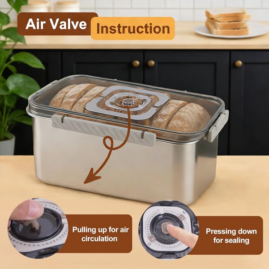 304 Support à pain en métal scellé pour cuisine avec ventilation variable