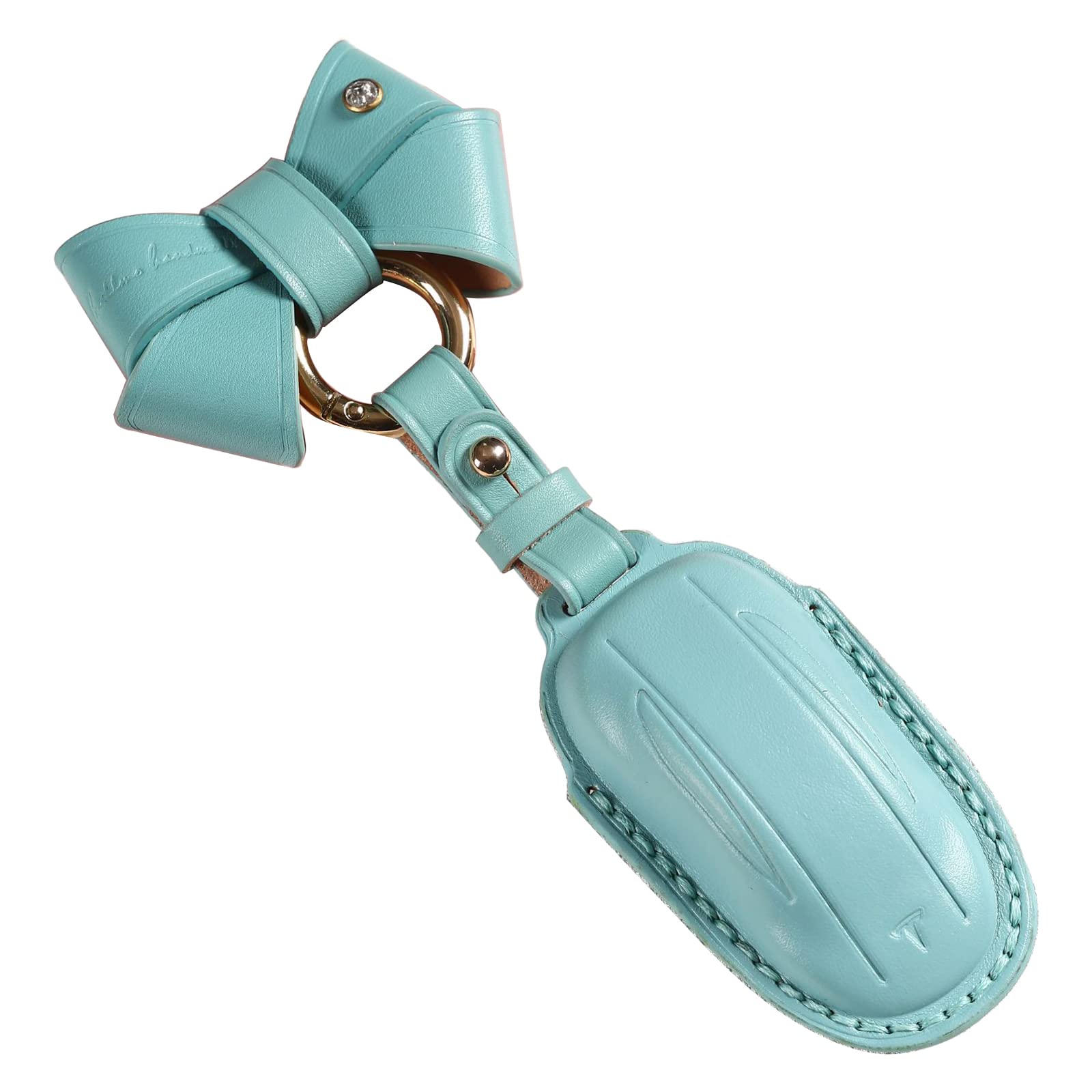 Leather Key Fob Cover with Keychain Key Shell Compatible with Tesla Model S/ ...