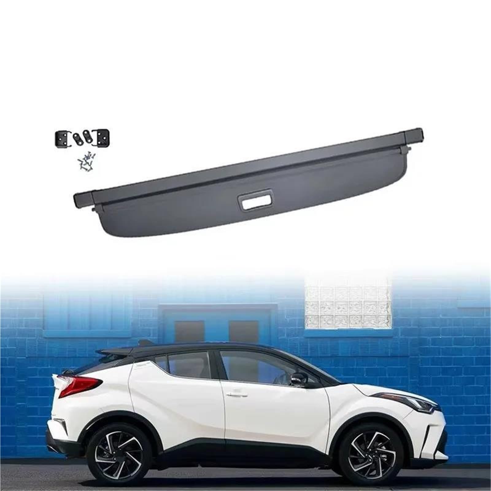 Générique Cache-Bagages Organisateur Couverture Rideau Coffre pour Toyota pour CHR 2016–2022 SUV Support Arrière Cloison D'abri Bouclier D'ombre Stockage Bagages ction Sécurité Rideau Séparation | Canvas