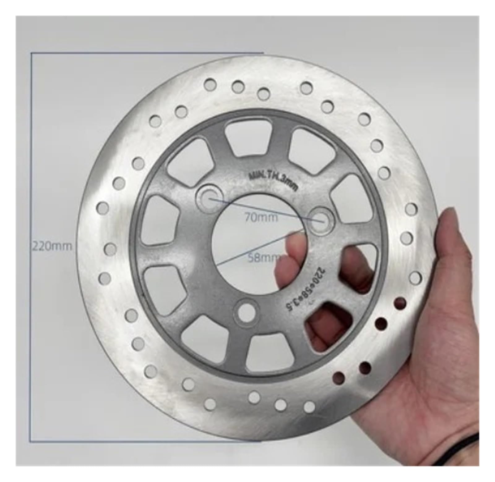 Disco freno flottante Accessori Universali Per Disco Freno Rotore Scooter Moto 180/190 / 220mm(220mm-70-58mm silver)